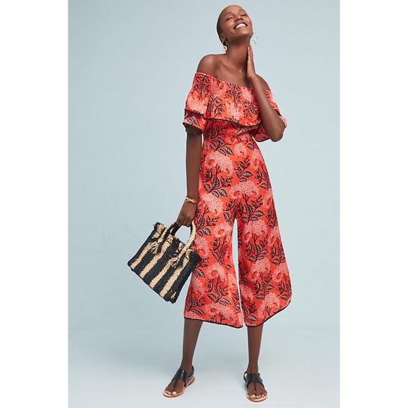 Anthropologie Pants - Biji Off the Shoulder Jumpsuit